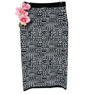 NWT Michael Kors Skirt Knit Pencil Women's Designer Black & White Size medium